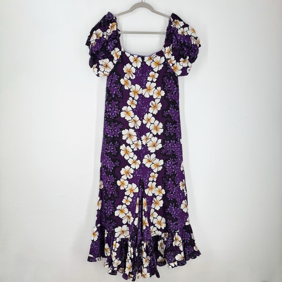 Hilo Hattie’s The Hawaiian Original Purple Off White Hibiscus Flower Maxi Dress - Picture 2 of 11